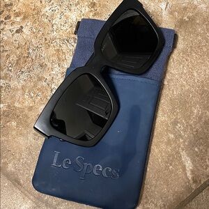 Le Specs Weekend Riot Matte Black Polarized Sunglasses with case